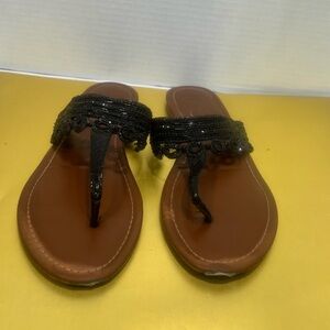 Jessica Simpson Black Beaded Sandals